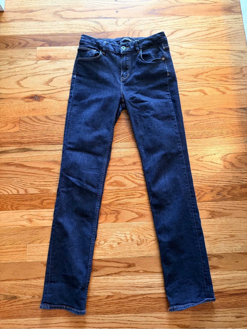 Massimo Dutti Dark Blue High-Rise Straight Jeans